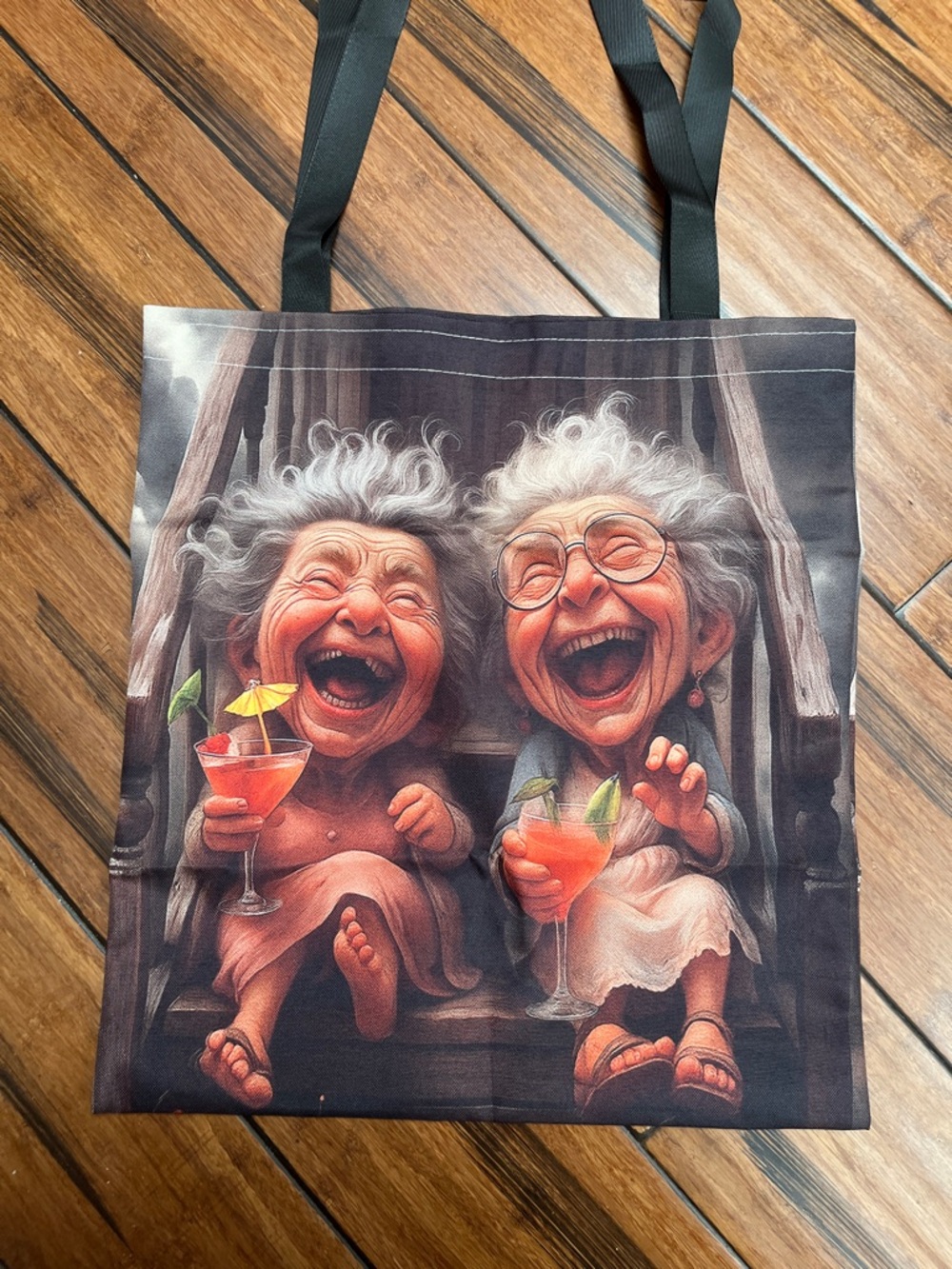 Laughing Grandmas Cocktail Tote Bag in Multicolor